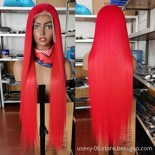 Natural Straight HD Transparent Lace Frontal Wig Virgin Brazilian Human Hair Front Lace Wig Red 613 Blonde Human Hair Wigs Women